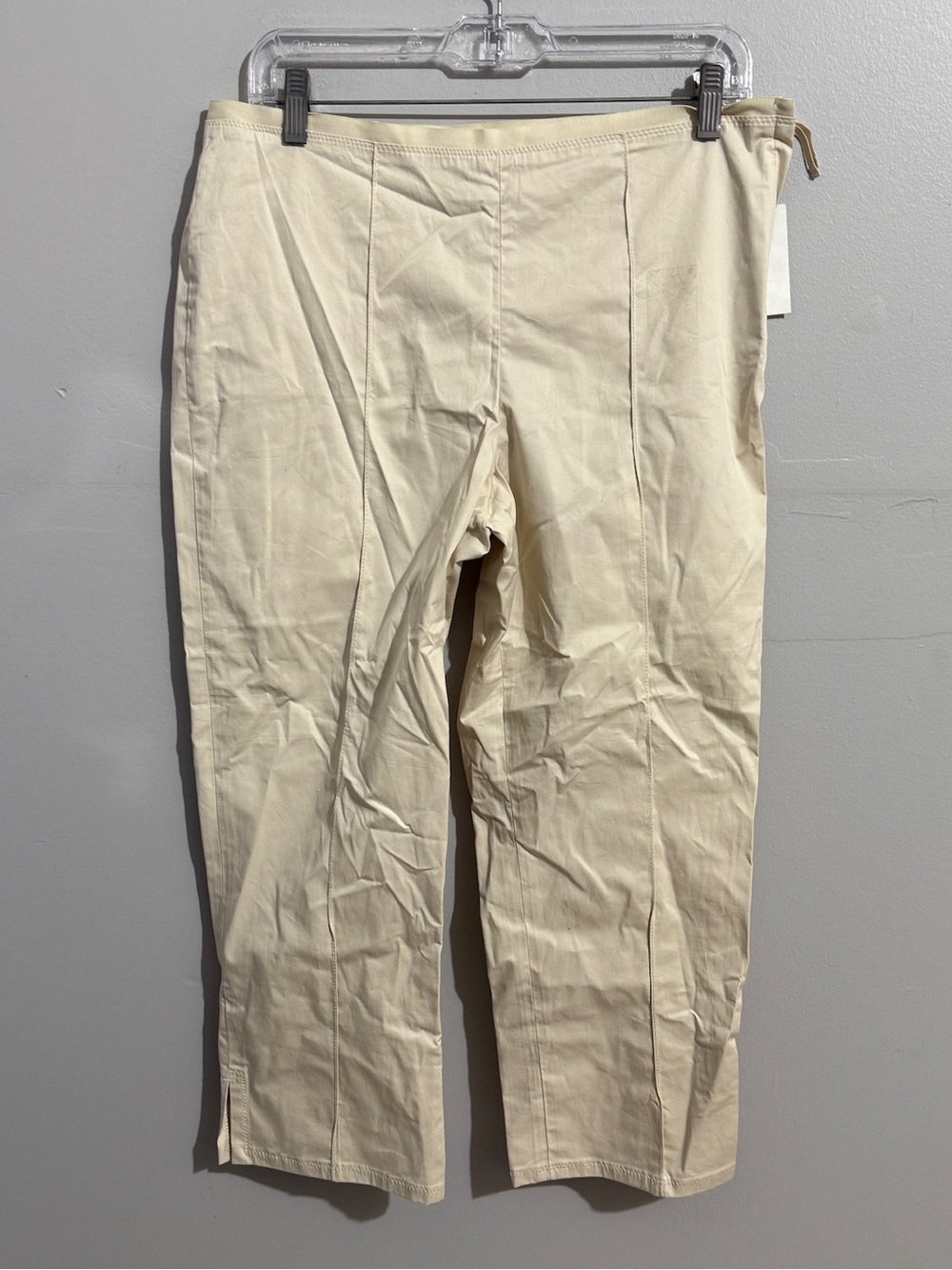 Gap Pants Womens 10 Classic Fit Crop Ivory Side Zip Stretch Ankle New Straight